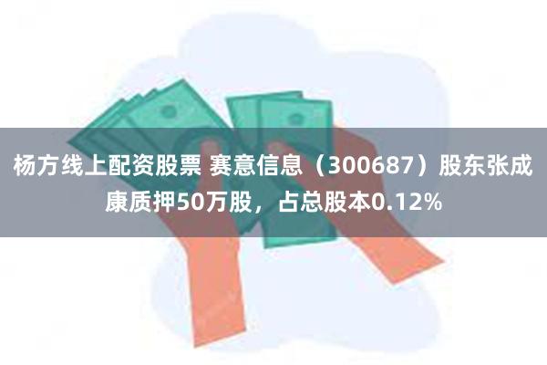 杨方线上配资股票 赛意信息（300687）股东张成康质押50万股，占总股本0.12%