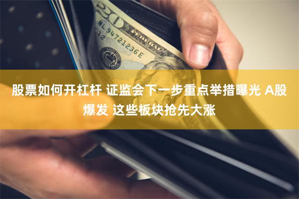 股票如何开杠杆 证监会下一步重点举措曝光 A股爆发 这些板块抢先大涨