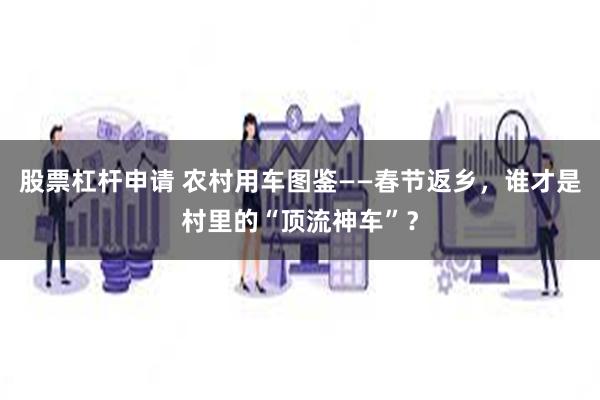 股票杠杆申请 农村用车图鉴——春节返乡，谁才是村里的“顶流神车”？